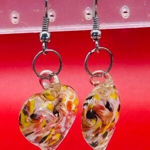 Heart Glass Dangle Earrings